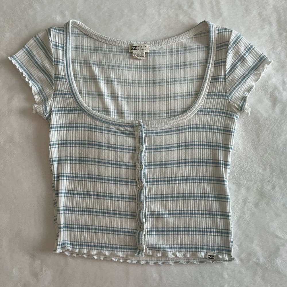 White & blue stripped crop top from Billabong, size XS